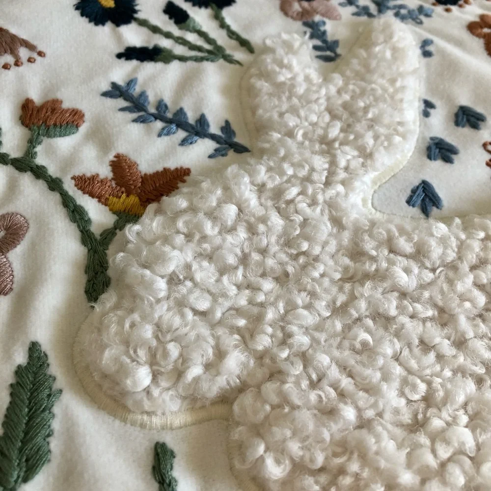 Pottery Barn Bunny Embroidered Lumbar Pillow Cover